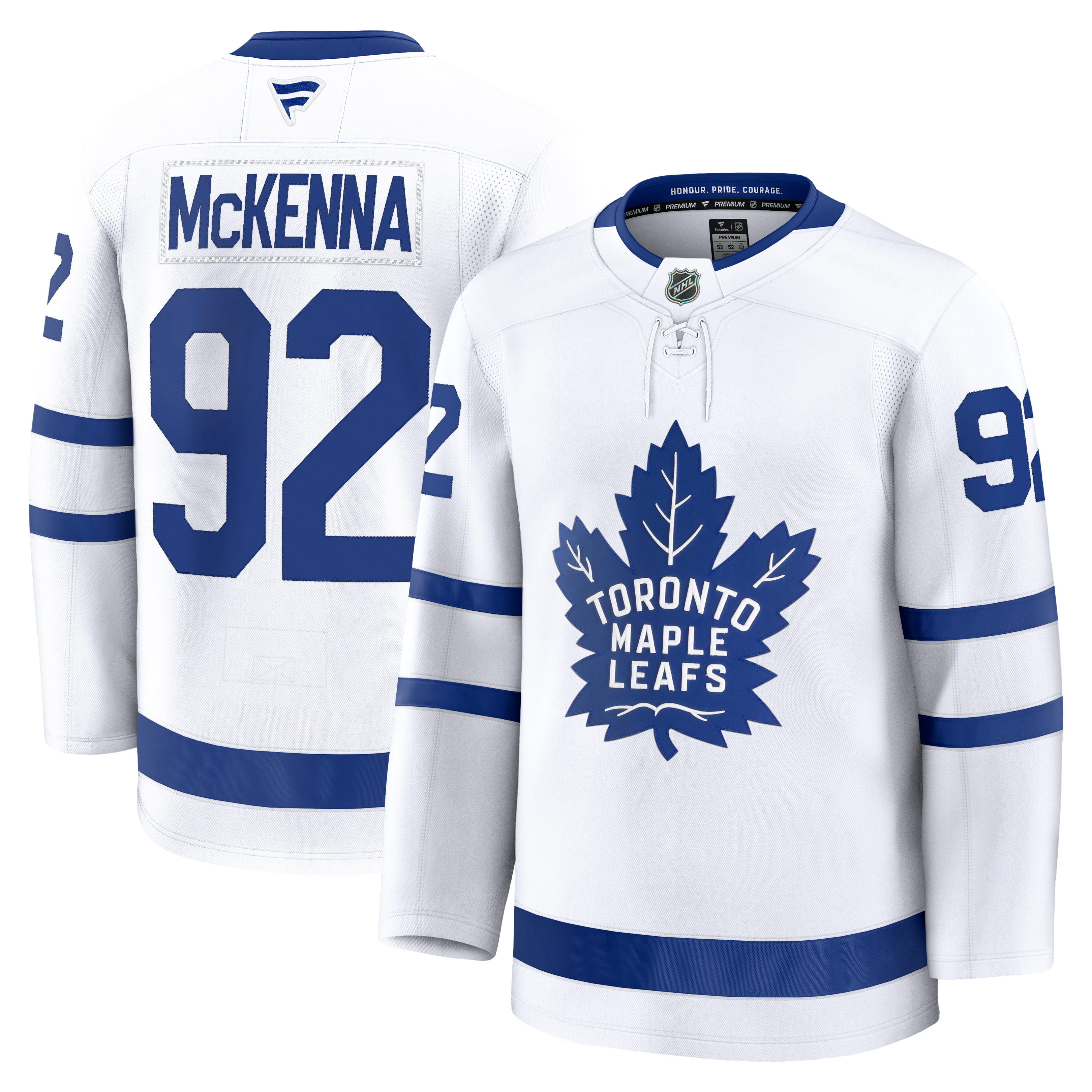 Maillot premium extérieur blanc Gavin McKenna des Maple Leafs de Toronto (Fanatics) pour homme