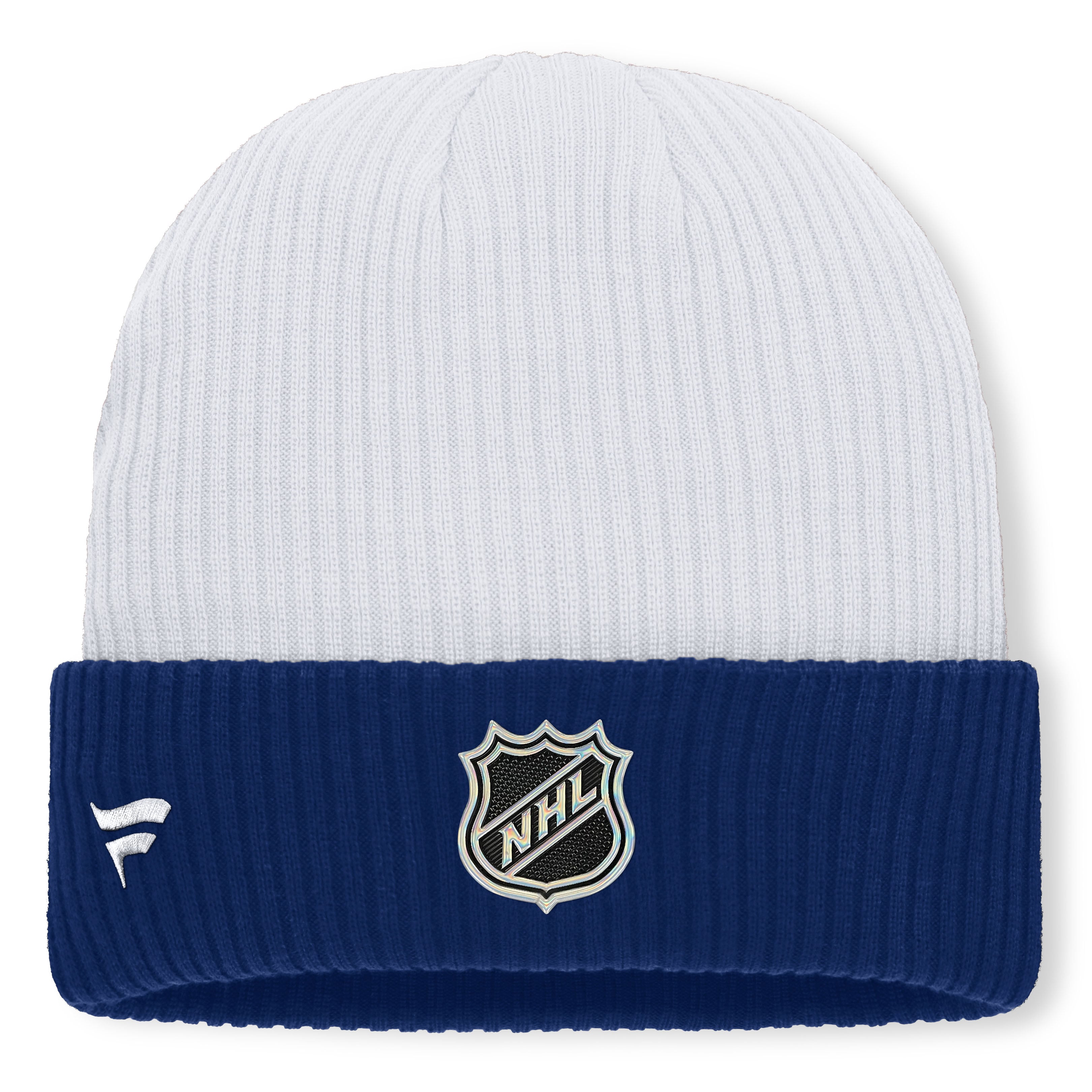 Bonnet tricoté authentique Pro Rink Fanatics blanc Toronto Maple Leafs pour homme