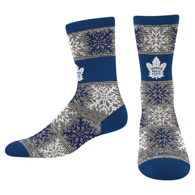  Toronto Maple Leafs For Bare Feet Big Snowflakes Crew Socks - Blue