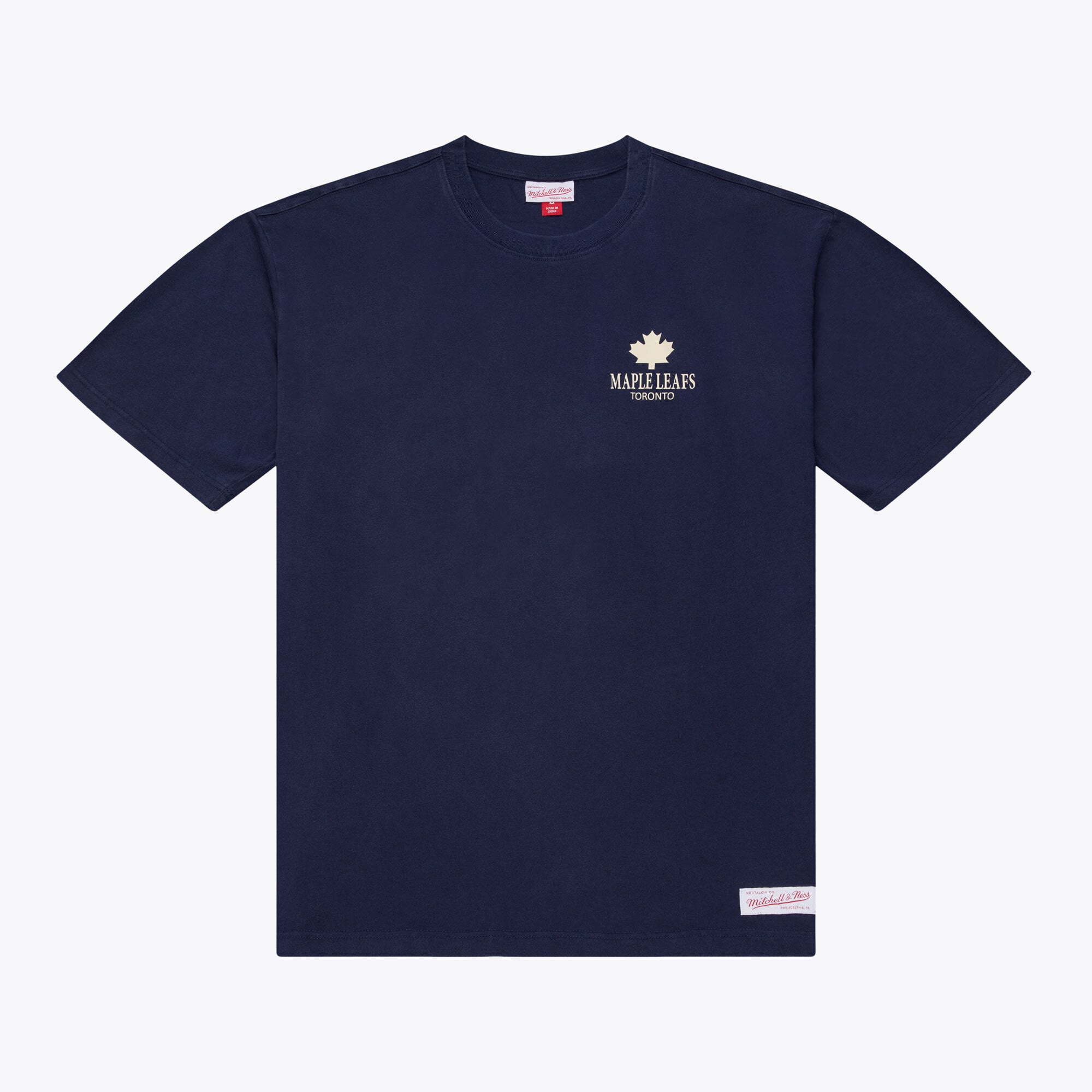 T-shirt Mitchell & Ness Core Essentials bleu marine pour homme, motif Toronto Maple Leafs