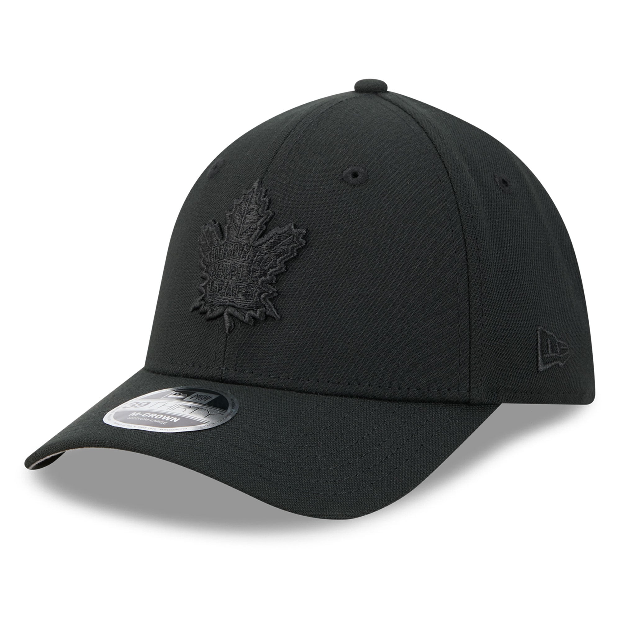 Men's Toronto Maple Leafs New Era Black 39THIRTY M-Crown Stretch Hat