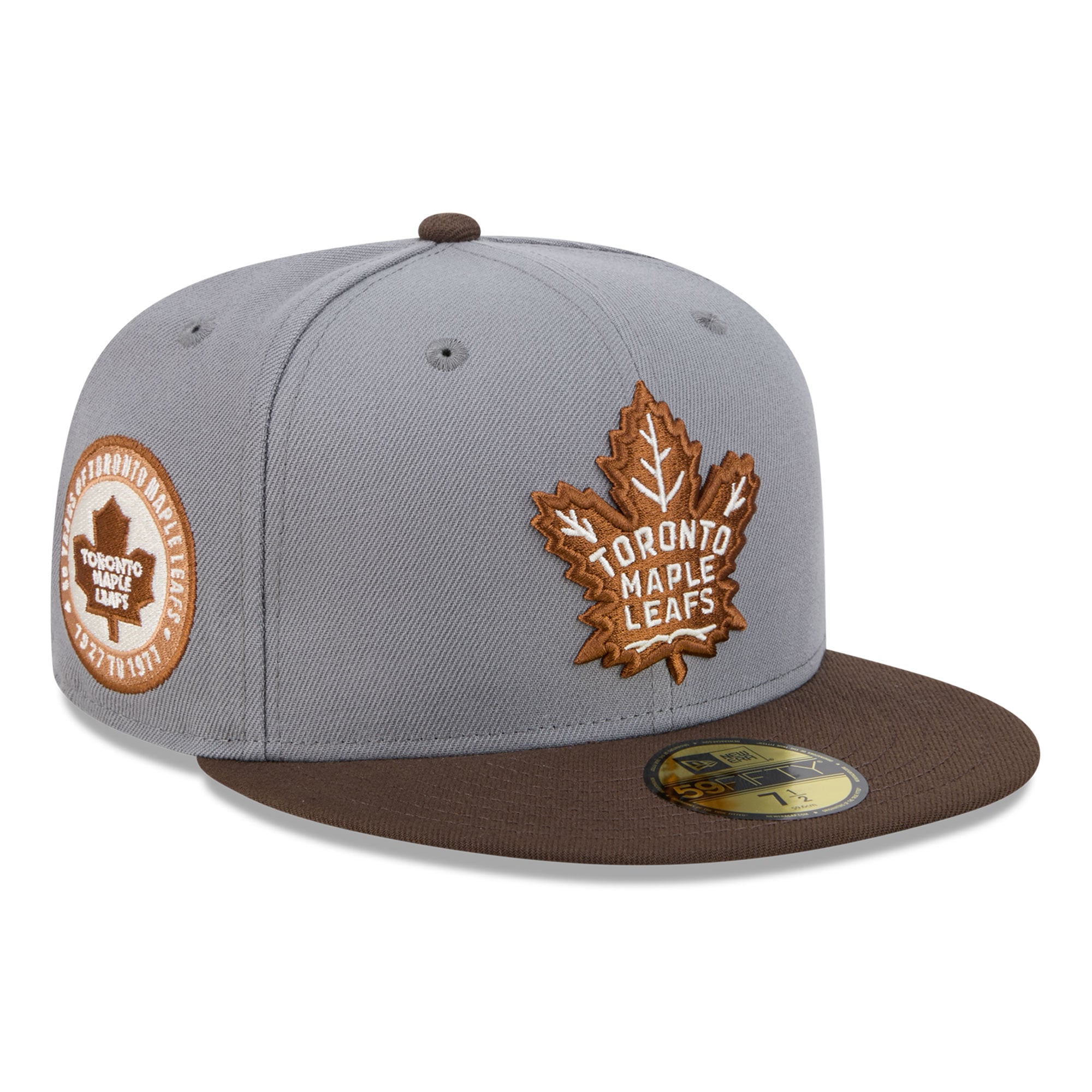 Men's New Era Charcoal/Brown Toronto Maple Leafs Wood Tones 59FIFTY Fitted Hat