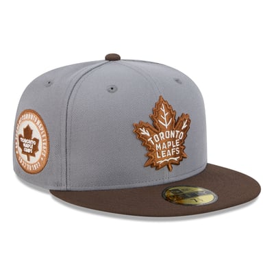 Toronto Maple Leafs New Era Wood Tones 59FIFTY Fitted Hat - Charcoal/Brown