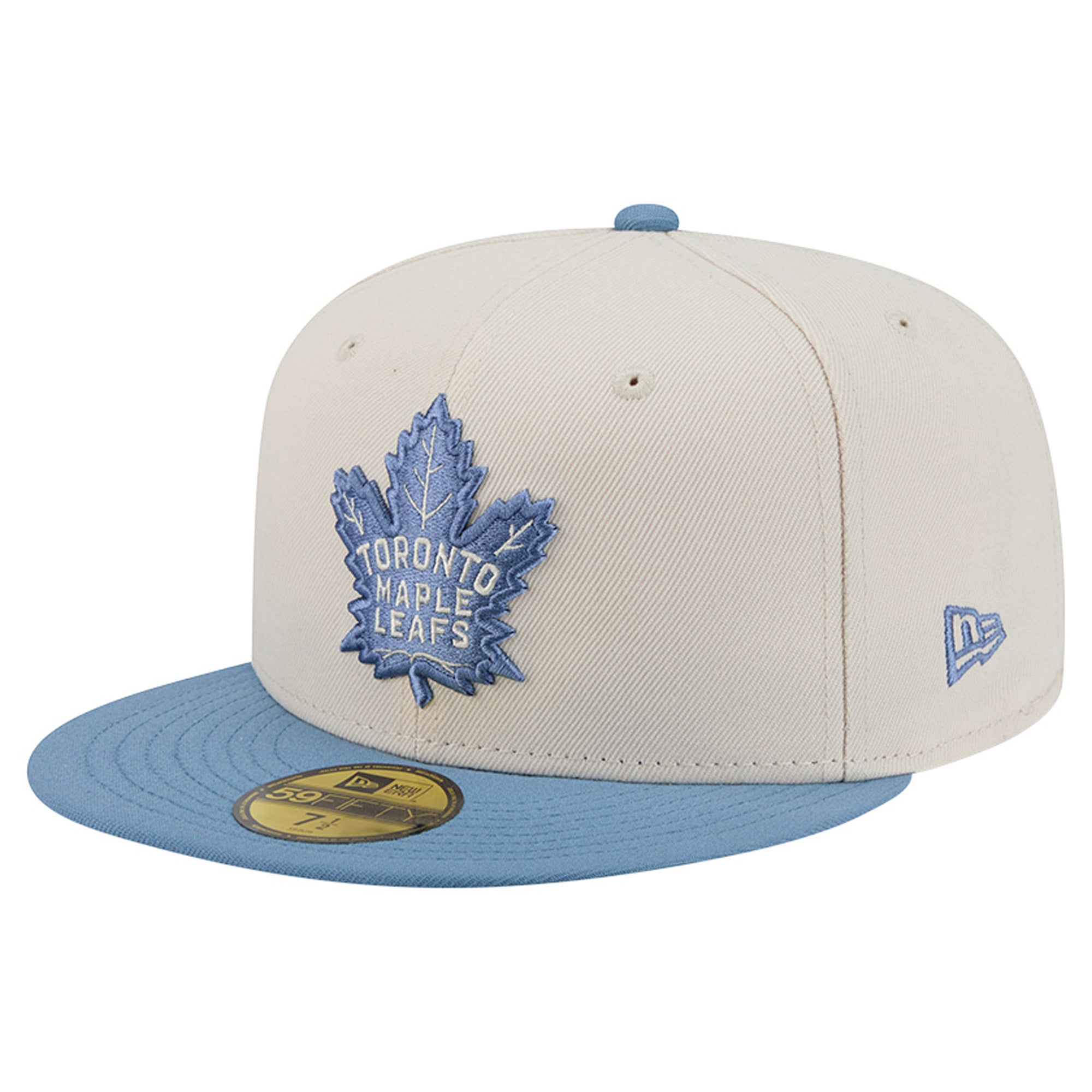 Casquette ajustée New Era 59FIFTY bicolore crème/bleue des Maple Leafs de Toronto pour homme
