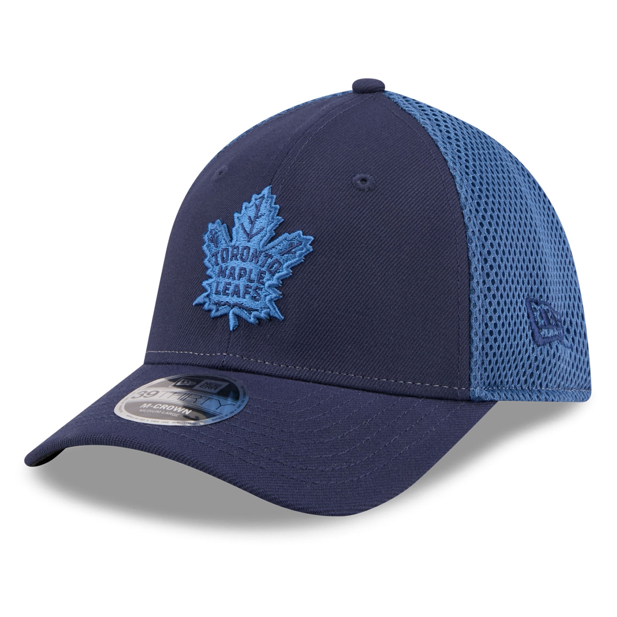 Casquette extensible New Era bleu marine Toronto Maple Leafs Neo Mesh 39THIRTY M-Crown pour homme