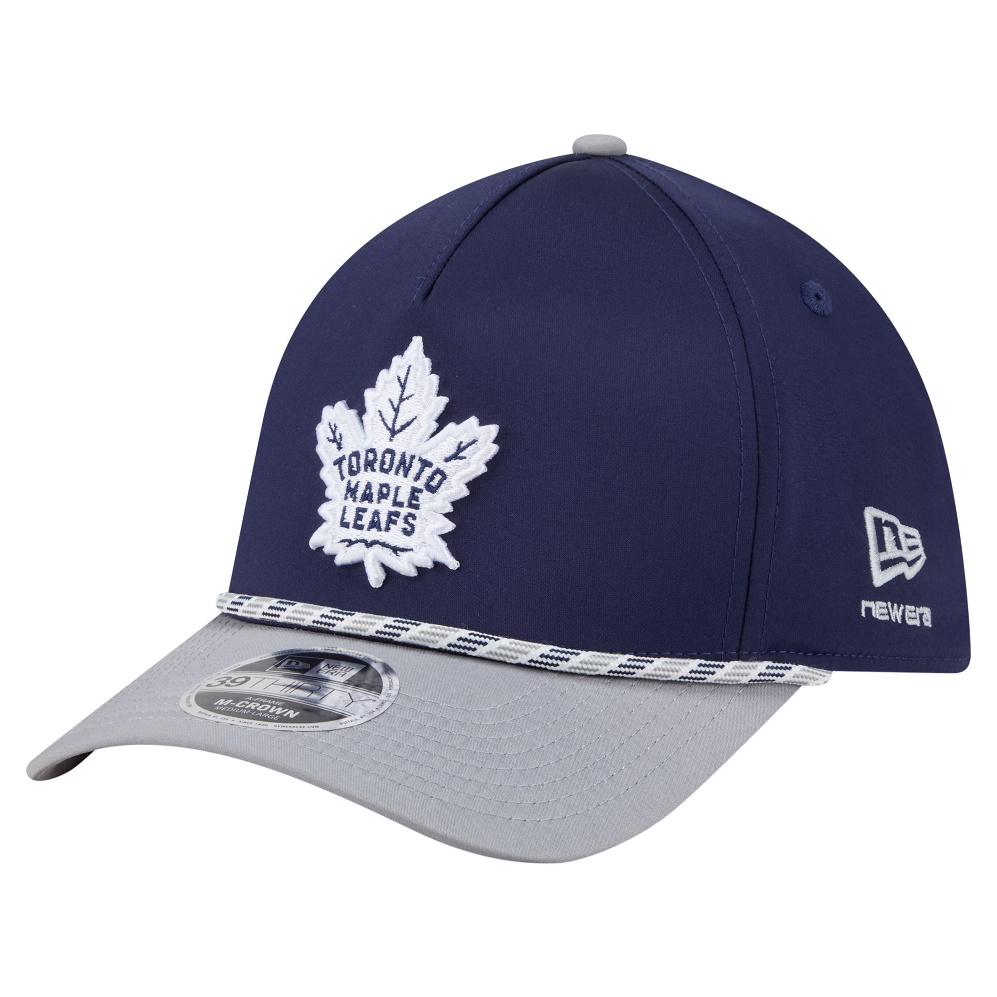 Men's New Era Navy/Gray Toronto Maple Leafs 2-Tone Featherweight 39THIRTY A-Frame M-Crown Flex Hat