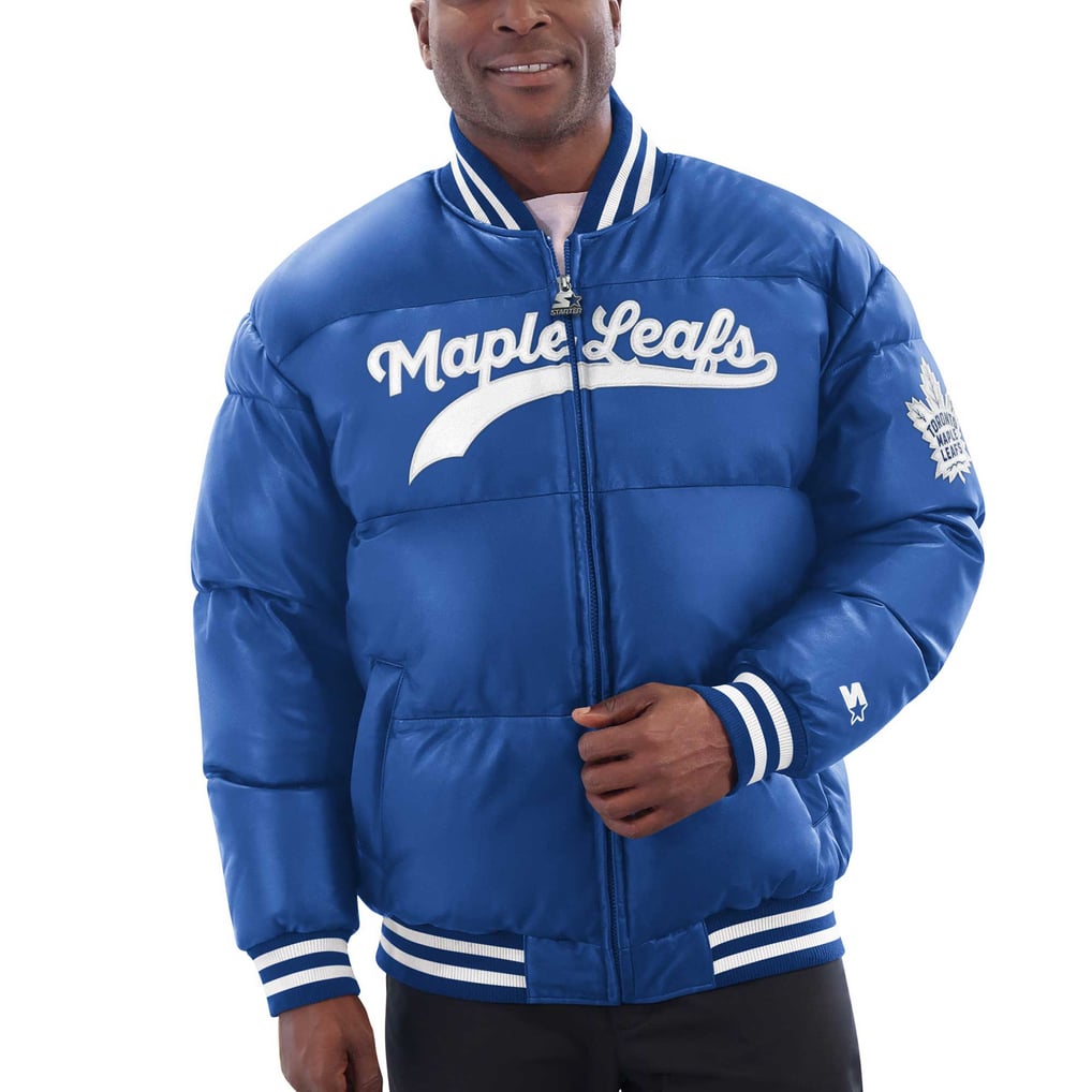 Veste en cuir entièrement zippée Starter Bubble des Maple Leafs de Toronto - Bleu