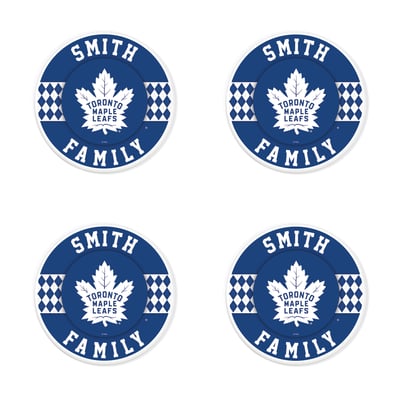 Toronto Maple Leafs 4" Personalized Circular Coasters 4-Pack Set