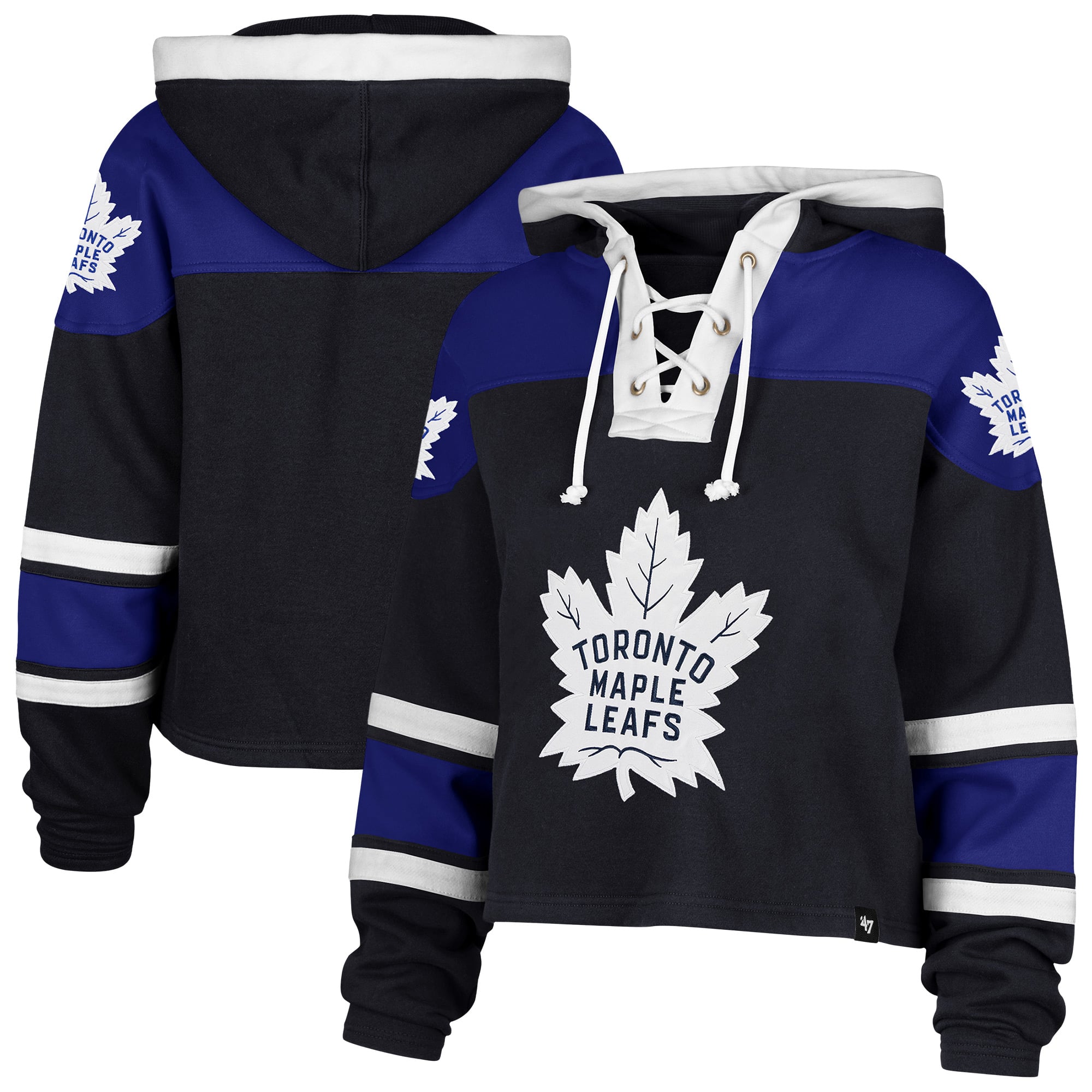 Sweat à capuche court bleu marine '47 Toronto Maple Leafs pour femme
