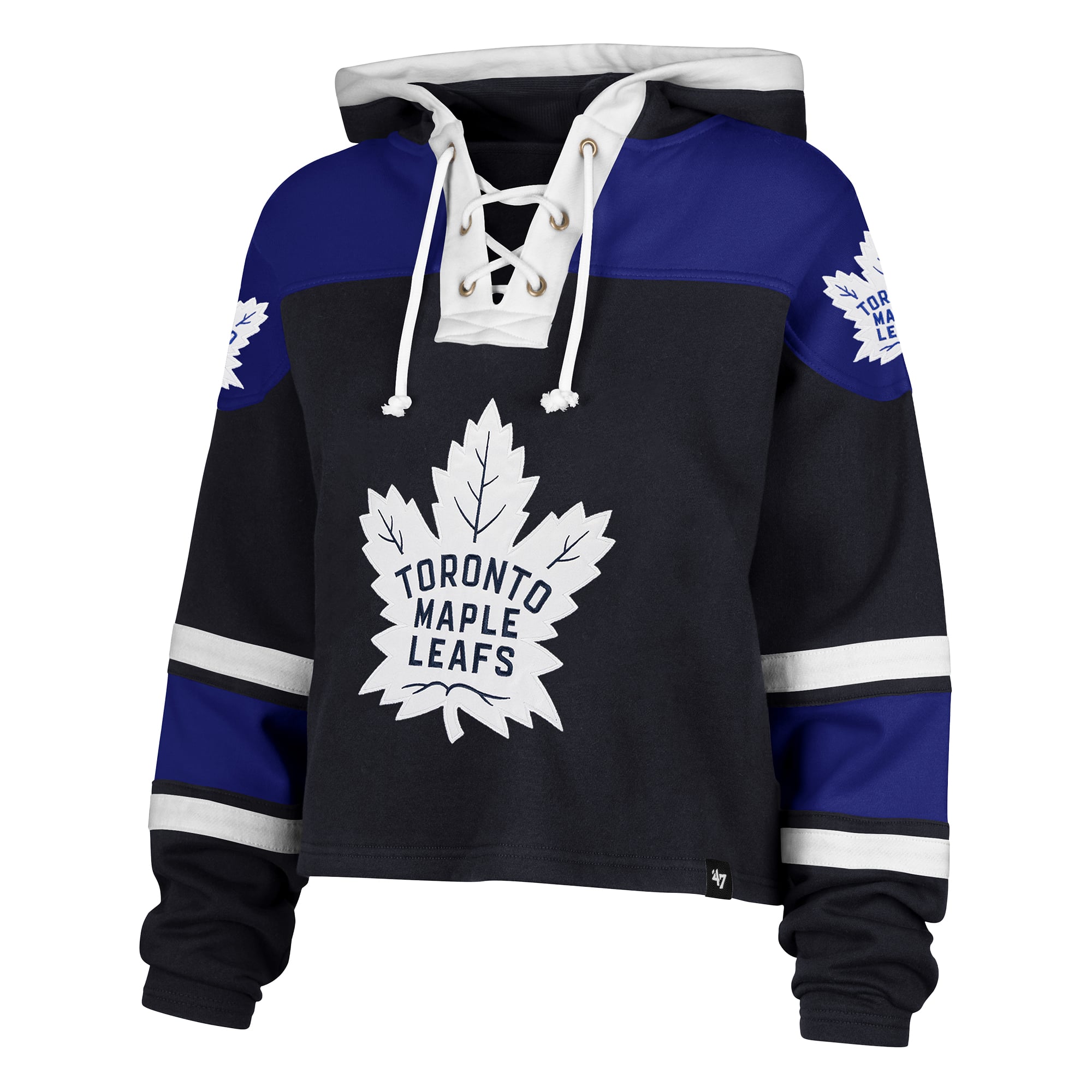 Sweat à capuche court bleu marine '47 Toronto Maple Leafs pour femme