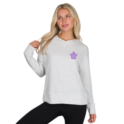 Toronto Maple Leafs Concepts Sport Women's Hockey Fights Cancer Mainstream French Terry Tri-Blend Hoodie - Oatmeal