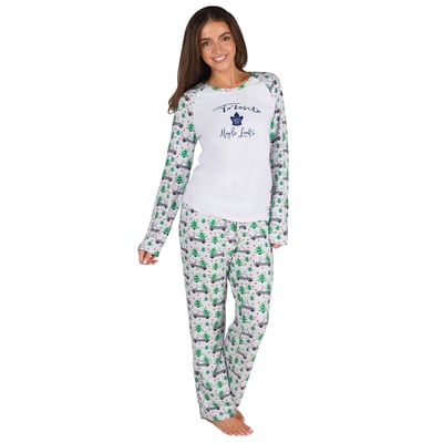 Toronto Maple Leafs Concepts Sport Women's Frostbite Holiday Pajama Set - White
