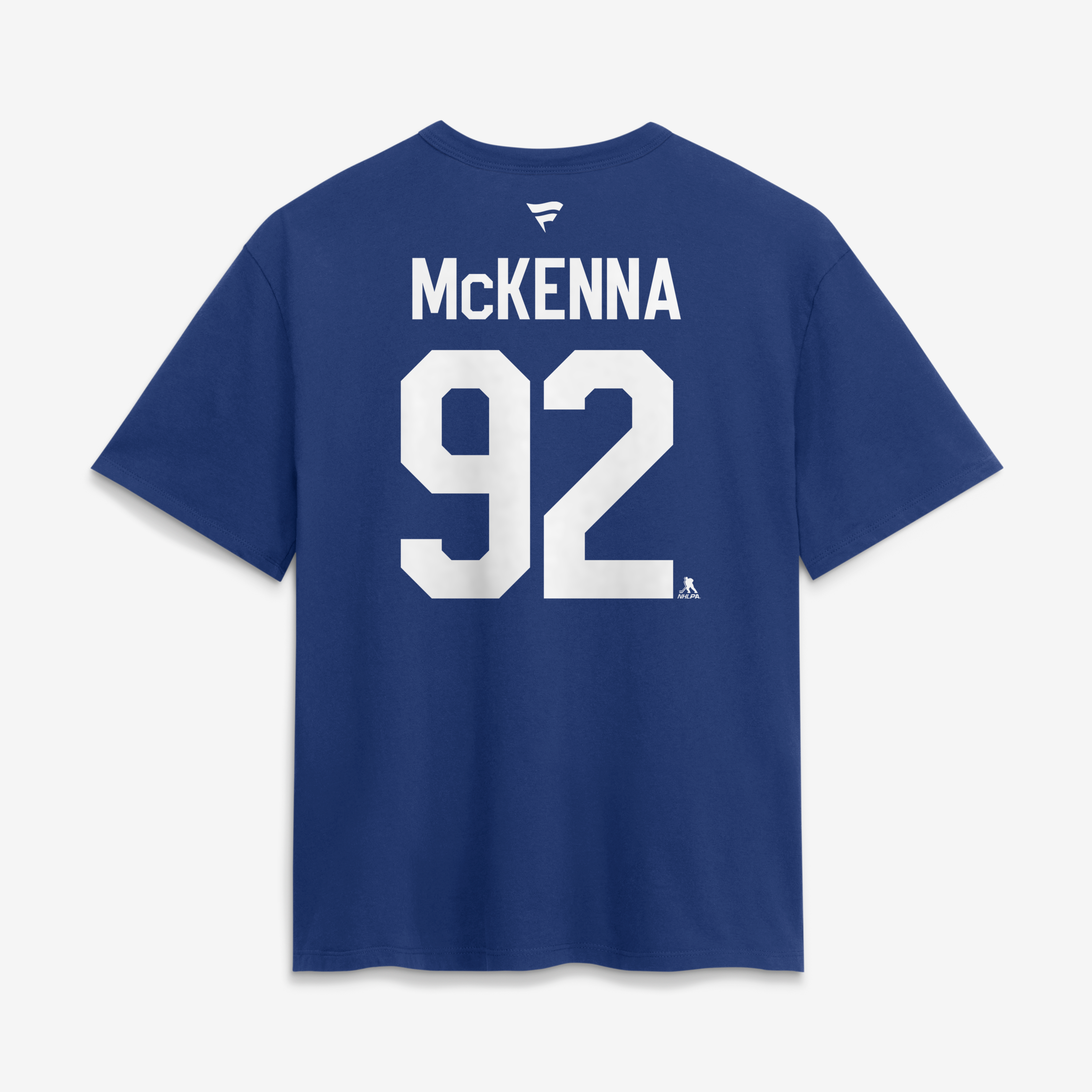T-shirt authentique Fanatics Gavin McKenna bleu des Maple Leafs de Toronto pour femmes, avec nom et numéro superposés