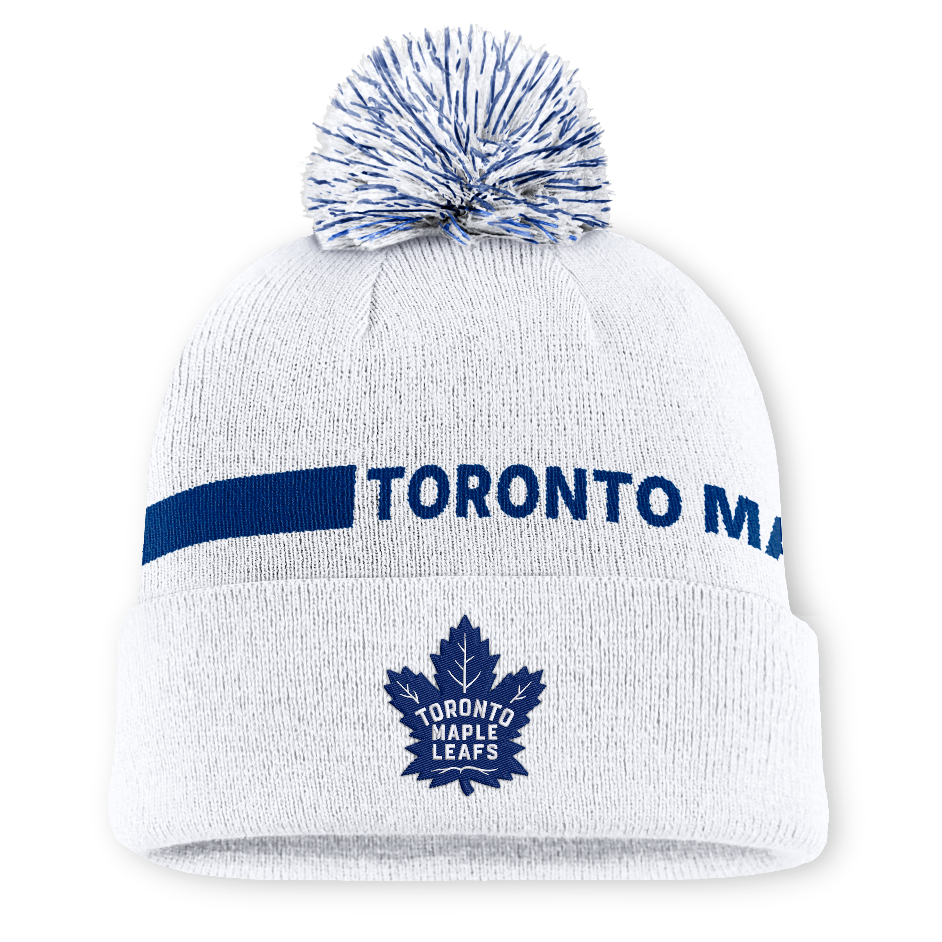 Women's Fanatics White Toronto Maple Leafs Authentic Pro Rink Cuffed Knit Hat with Pom