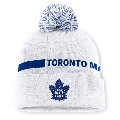 Toronto Maple Leafs Fanatics Women's Authentic Pro Rink Cuffed Knit Hat with Pom - White