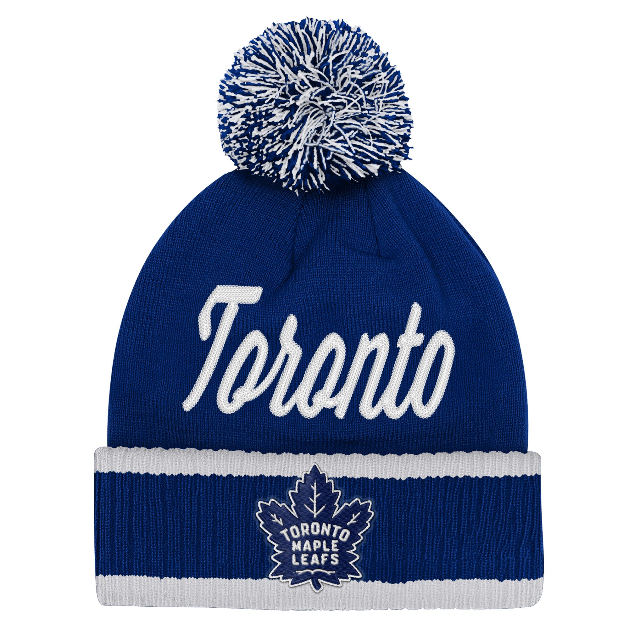 Bonnet tricoté authentique à revers Youth Fanatics bleu Toronto Maple Leafs