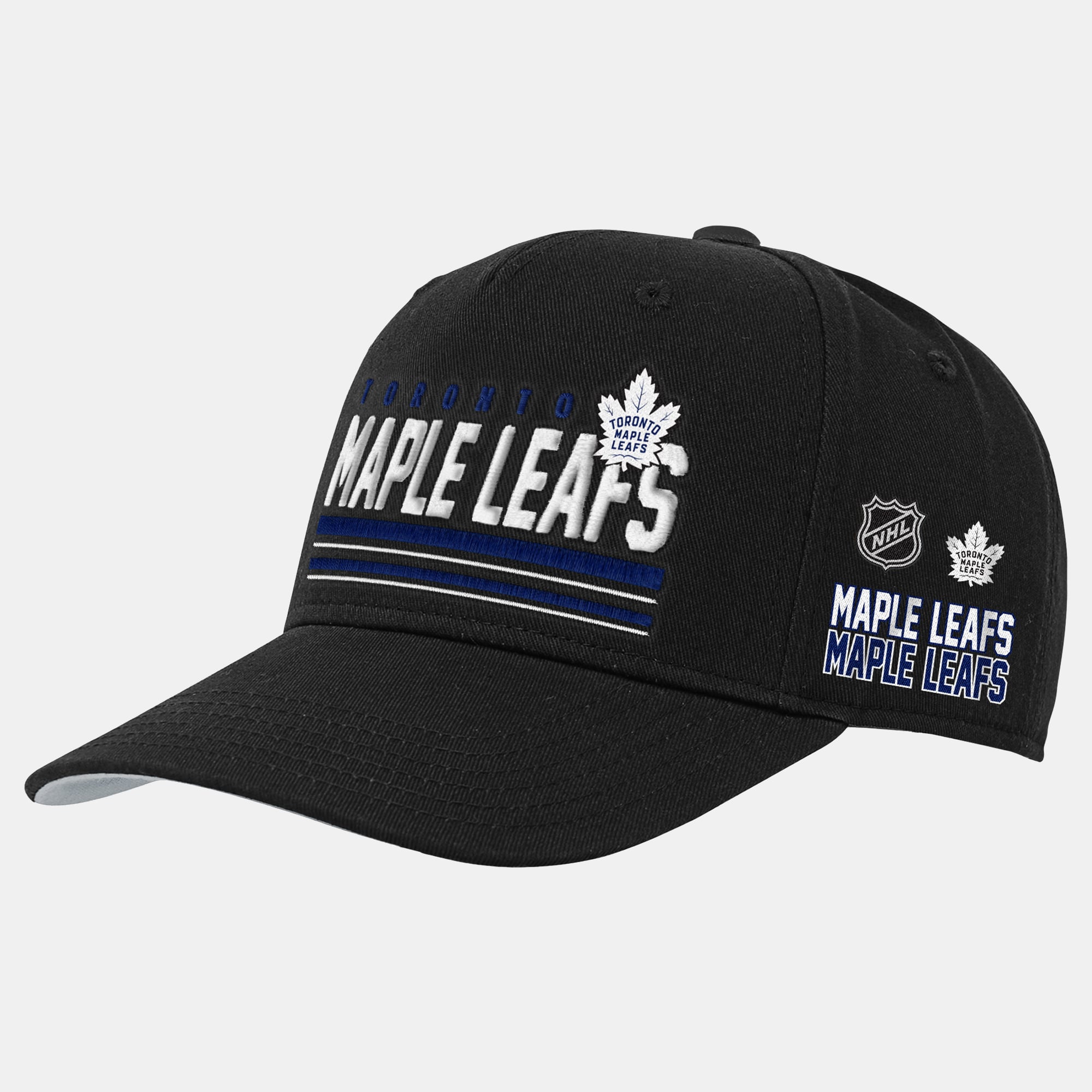 Casquette ajustable Mitchell & Ness Triple Play Pro Pinch noire pour jeunes des Maple Leafs de Toronto