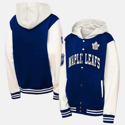 Youth Toronto Maple Leafs  Mitchell & Ness Blue Courtside Fleece Full-Snap Jacket