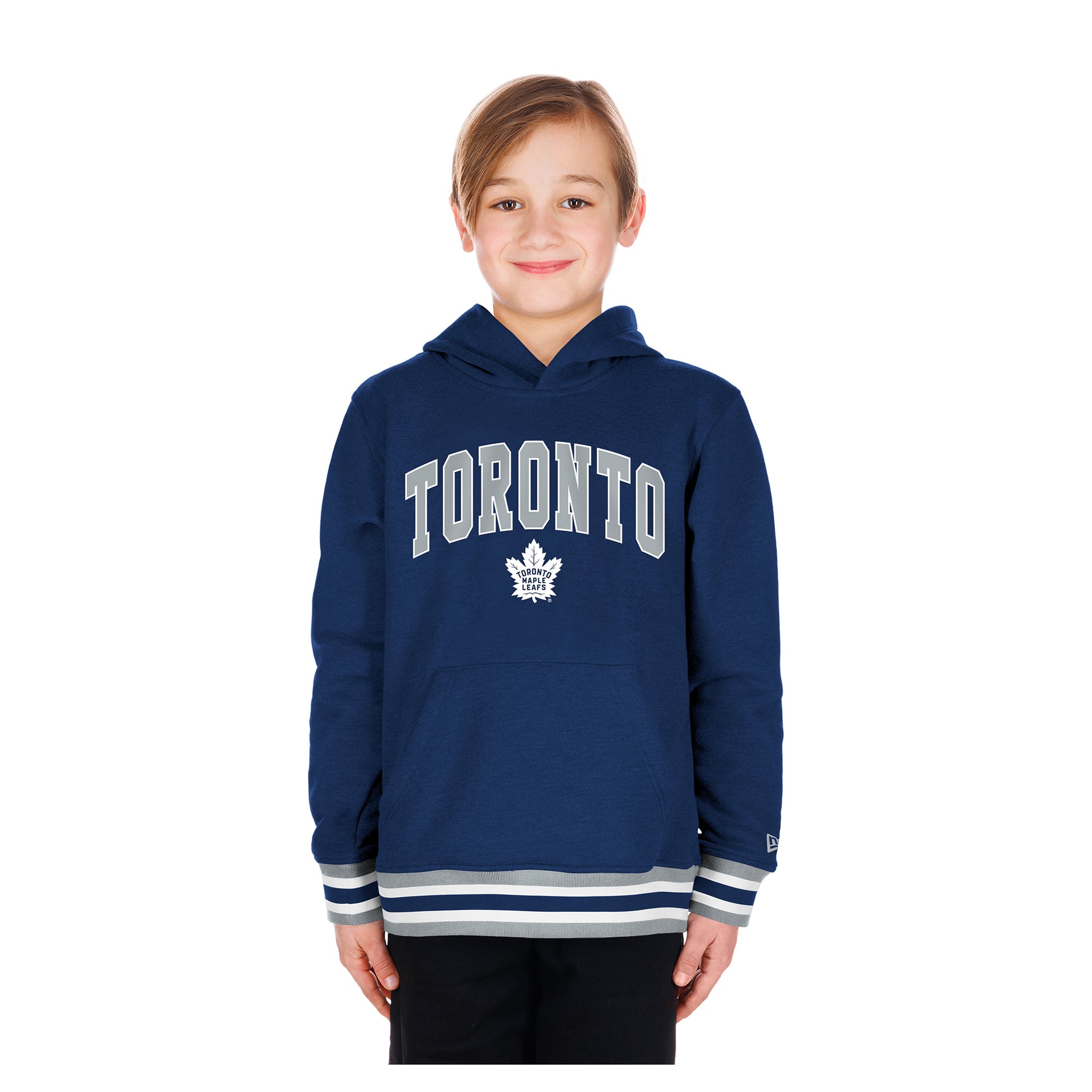 Youth New Era Navy Toronto Maple Leafs Knit Trim Pullover Hoodie