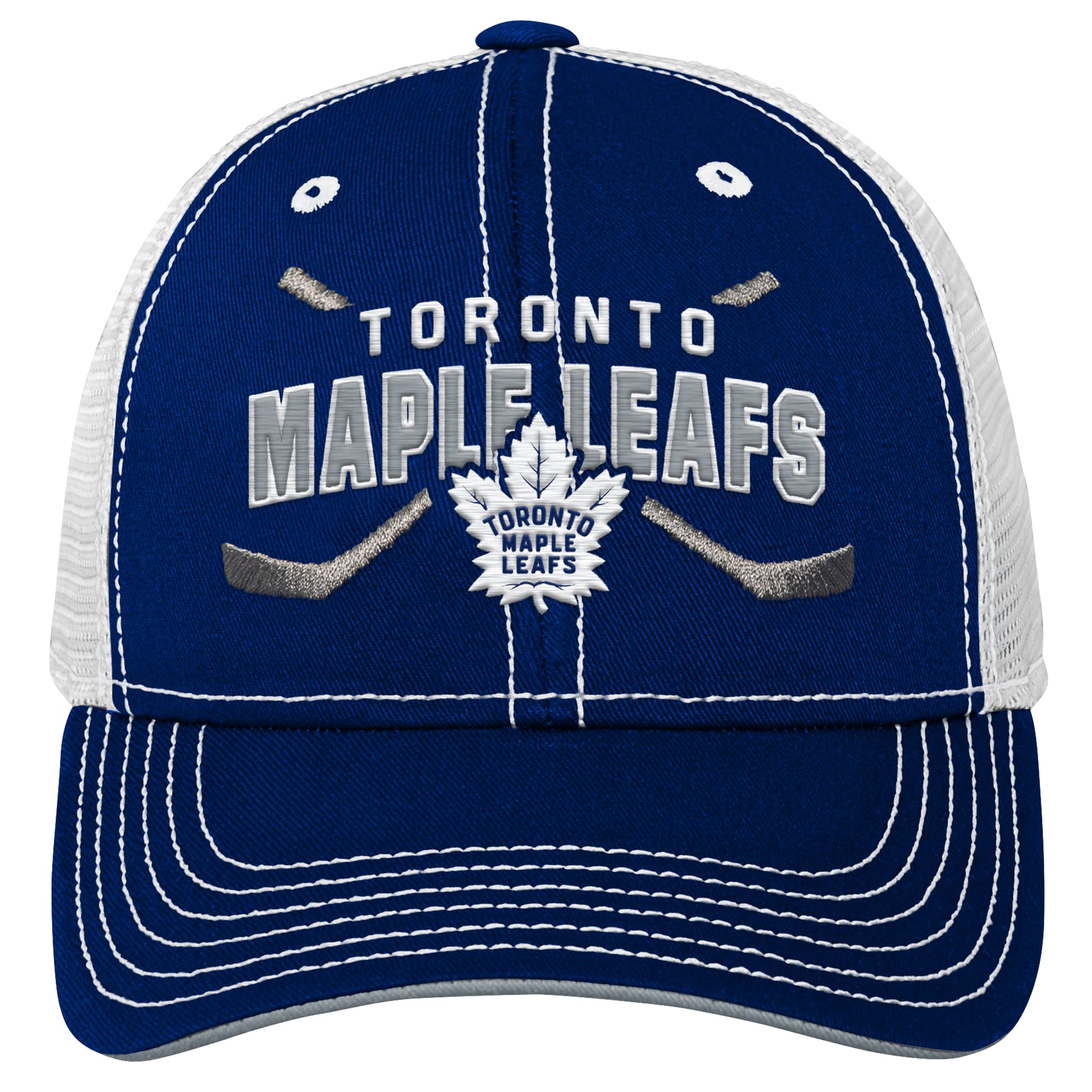 Casquette ajustable Outerstuff bleue des Maple Leafs de Toronto pour jeunes, modèle Lockup Mesh Back