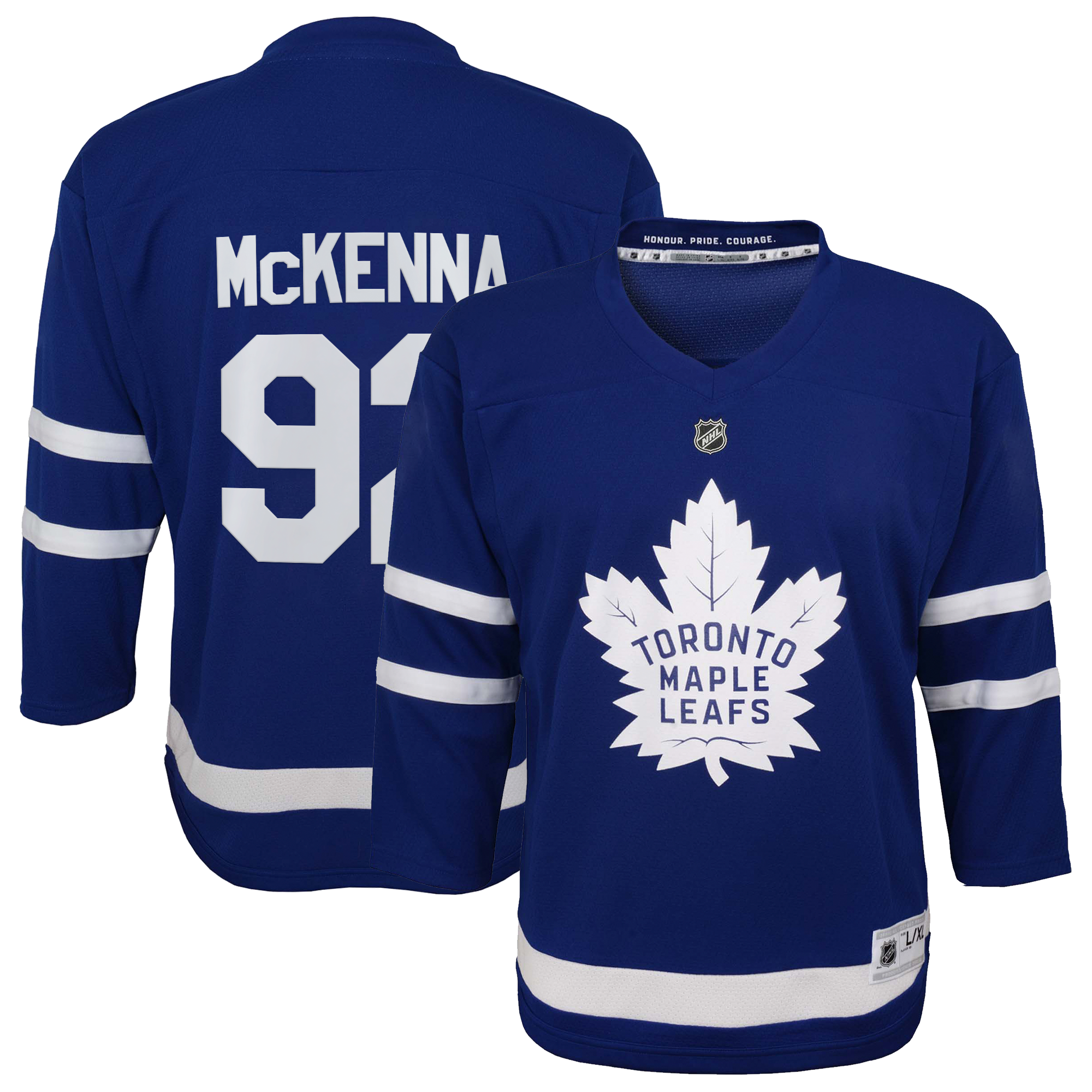 Maillot réplique domicile bleu des Maple Leafs de Toronto Gavin McKenna pour jeunes la marque Outerstuff