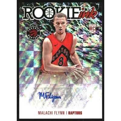 2020-21 Hoops Rookie Ink Green #39 Malachi Flynn