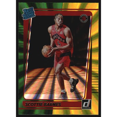 2021-22 Donruss Holo Green and Yellow Laser #236 Scottie Barnes RR