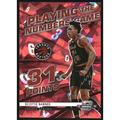 2021-22 Panini Contenders Optic Playing the Numbers Game Red Cracked Ice #20 Scottie Barnes