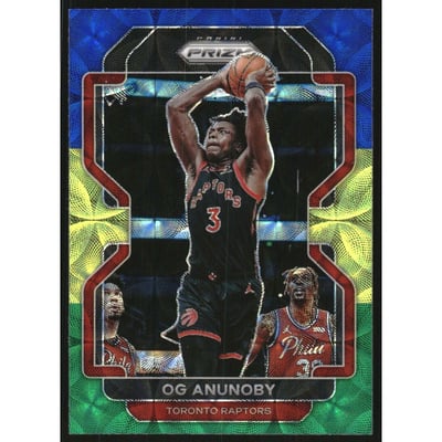 2021-22 Panini Prizm Prizms Choice Blue Yellow and Green #206 OG Anunoby