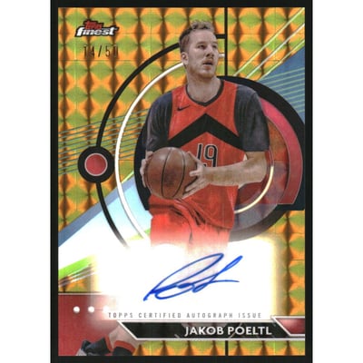 2023-24 Finest Autographs Gold Geometric Refractors #FAJPO Jakob Poeltl