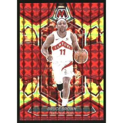 2023-24 Panini Mosaic Mosaic Choice Fusion Red and Yellow #185 Bruce Brown