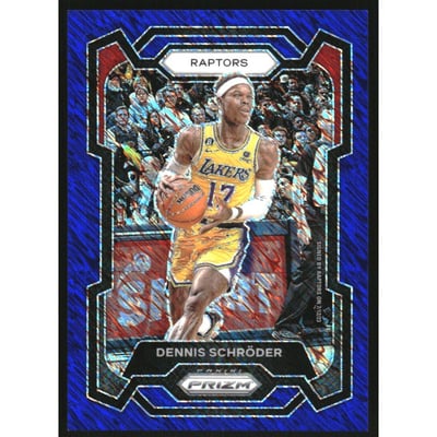 2023-24 Panini Prizm Prizms Blue Shimmer FOTL #265 Dennis Schroder