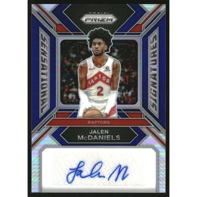 2023-24 Panini Prizm Sensational Signatures Prizms Blue #43 Jalen McDaniels