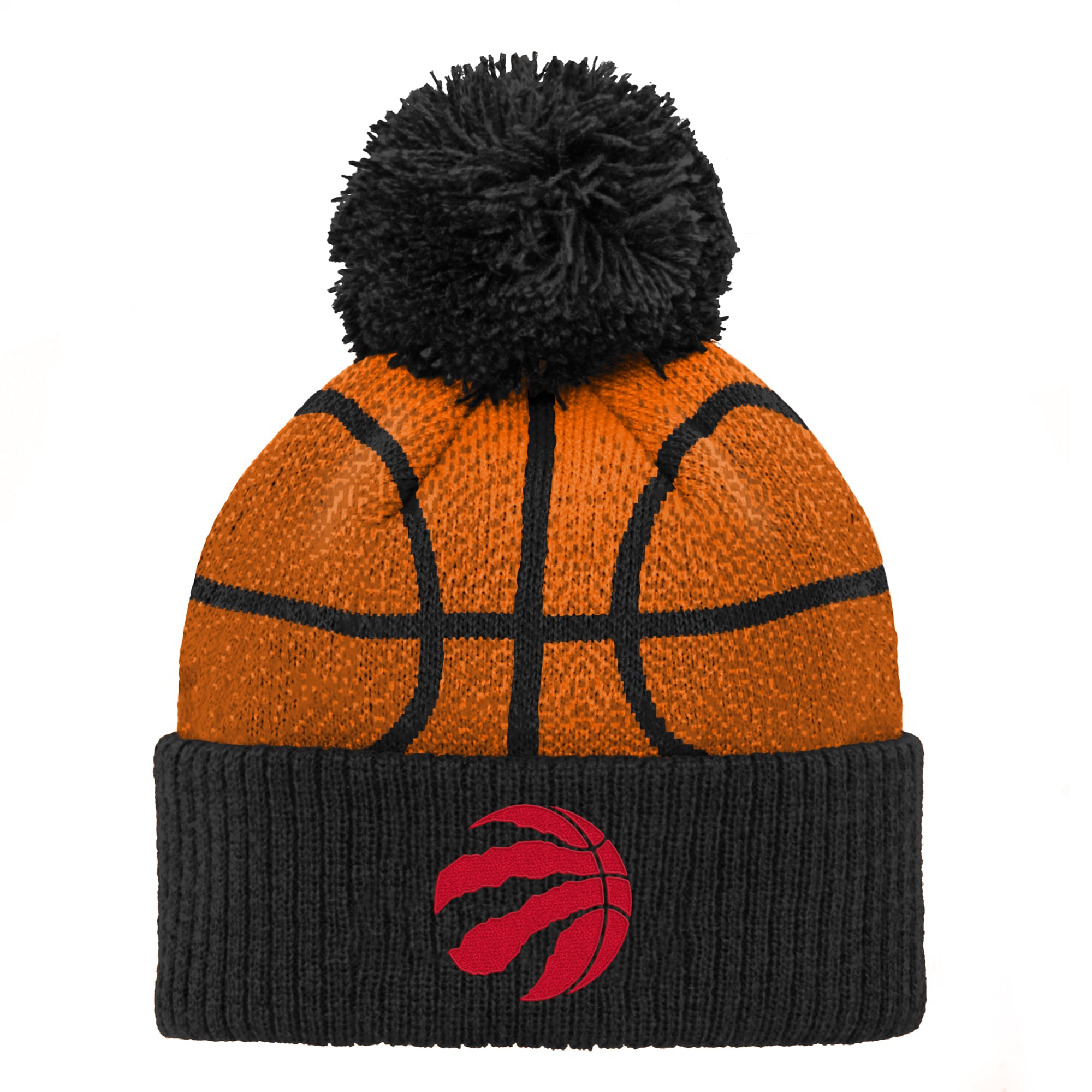 Bonnet tricoté à revers avec pompon, orange, à l'effigie des Raptors de Toronto, pour garçon (Outerstuff).
