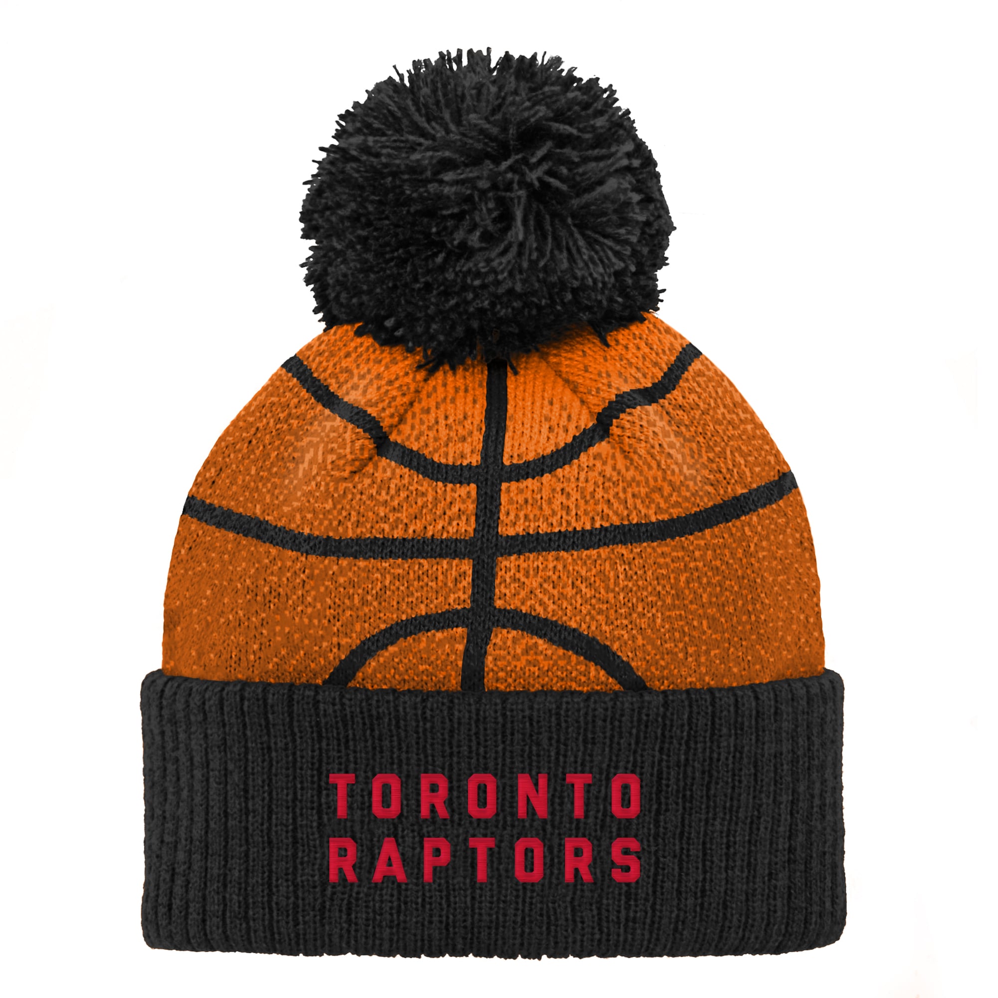 Bonnet tricoté à revers avec pompon, orange, à l'effigie des Raptors de Toronto, pour garçon (Outerstuff).