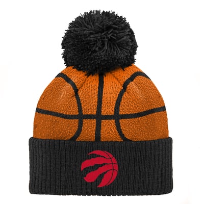 Toronto Raptors Outerstuff Boys Youth Basketball Head Cuffed Knit Hat with Pom - Orange
