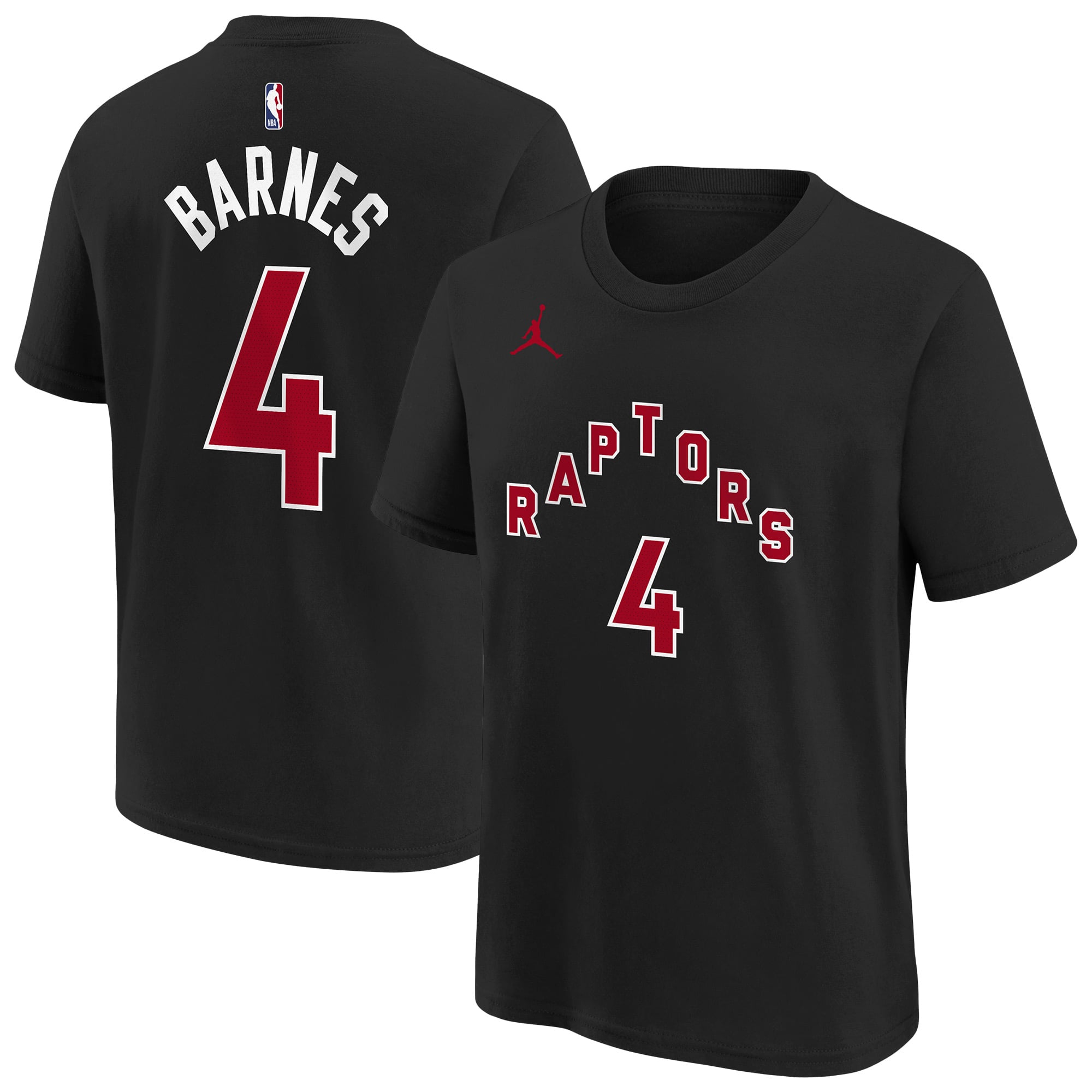 T-shirt noir pour garçon Scottie Barnes des Raptors de Toronto, avec nom et numéro.