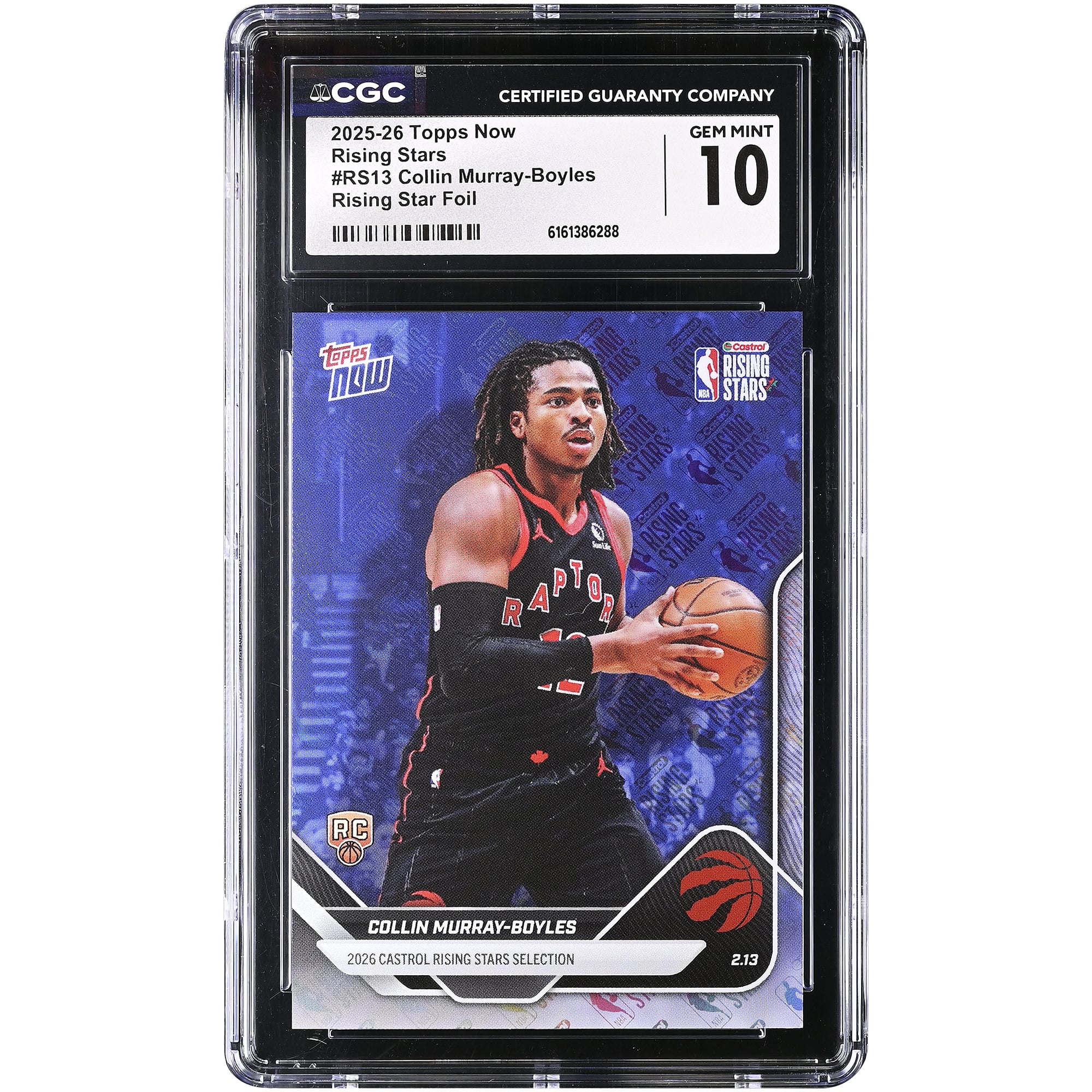 Collin Murray-Boyles Toronto Raptors 2025-26 Topps Now Rising Stars Foil #RS13 CGC Authenticated 10 Rookie Card