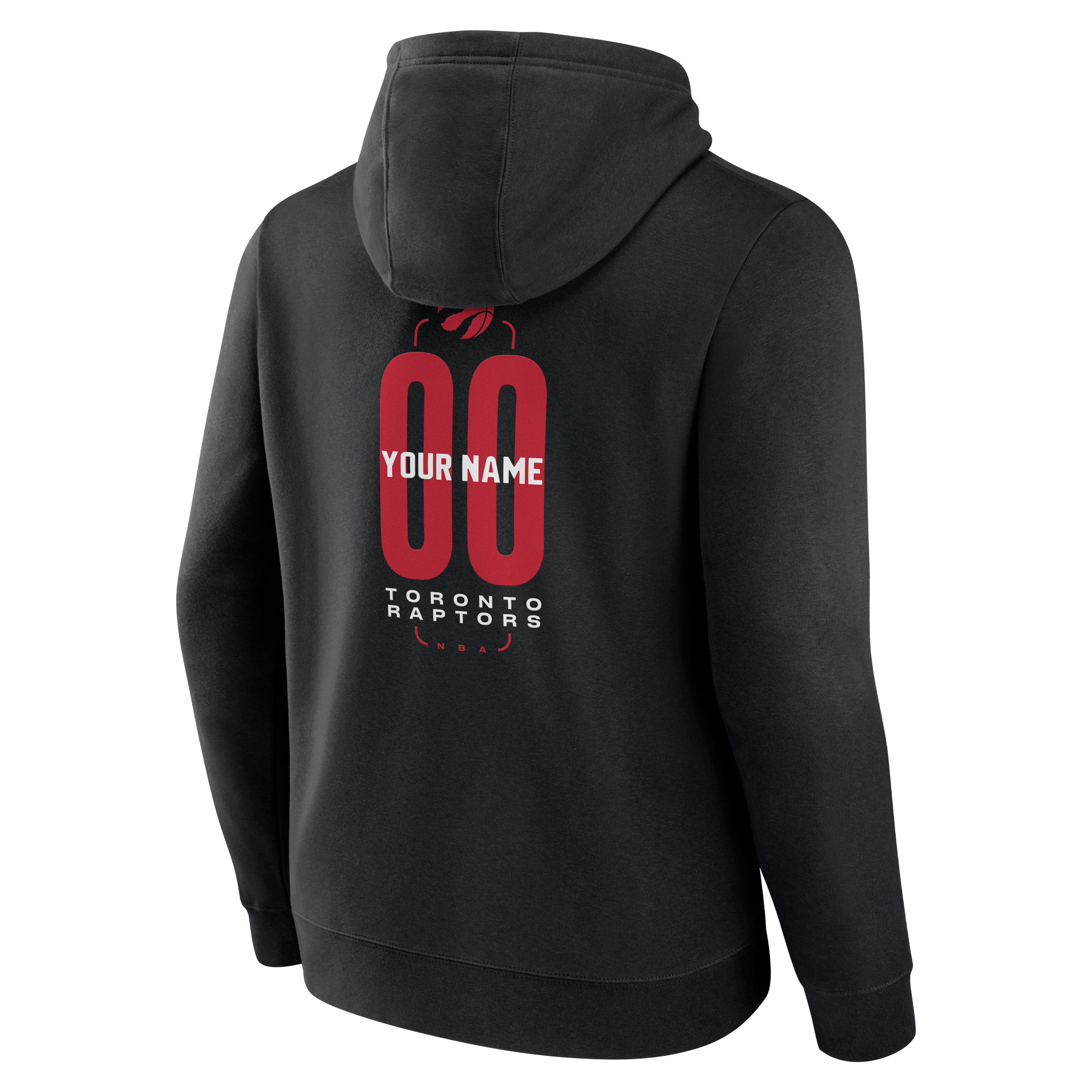 Sweat à capuche noir pour homme des Raptors de Toronto, personnalisé avec nom et numéro, au centre du terrain