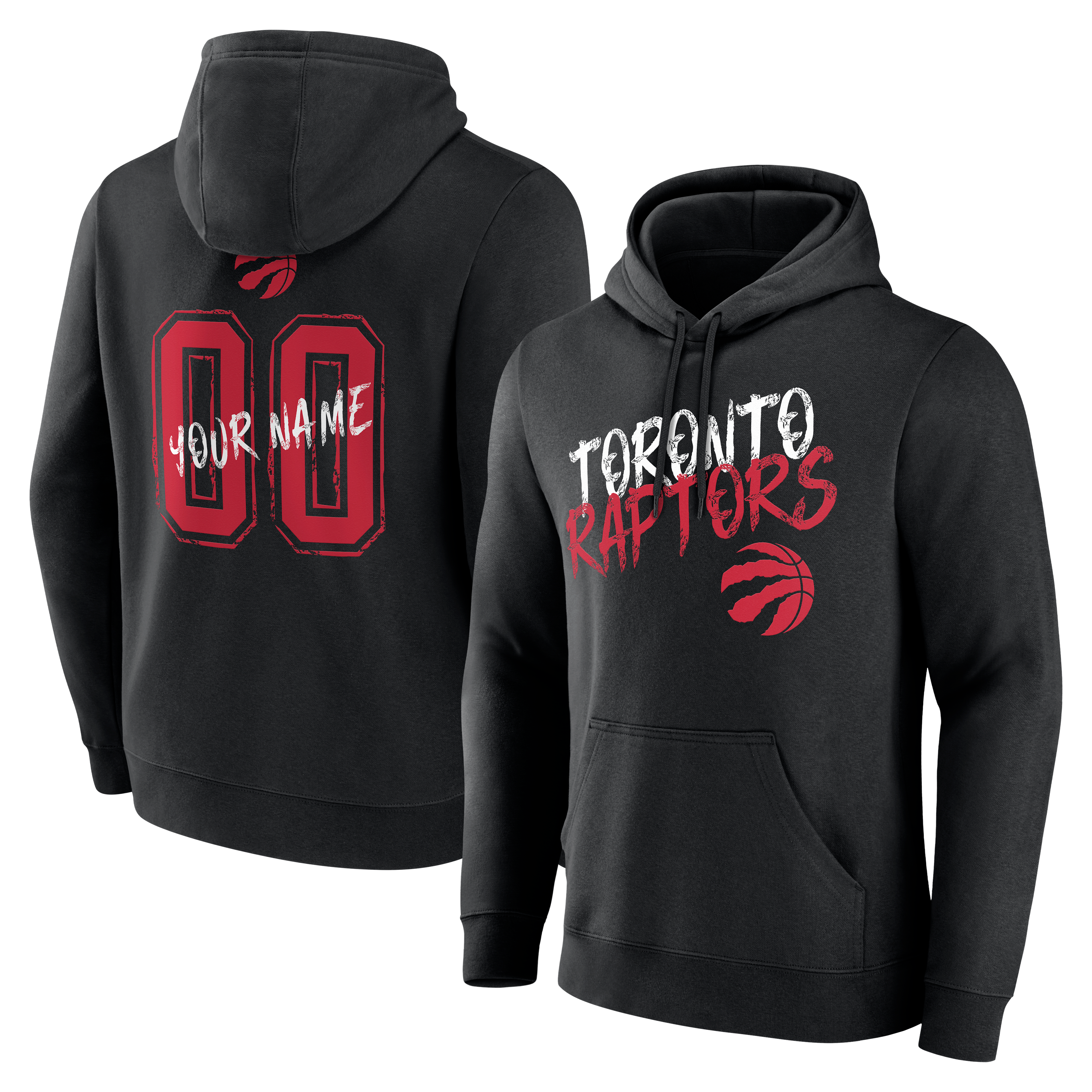 Sweat à capuche noir pour homme Toronto Raptors Hustle personnalisé avec nom et numéro