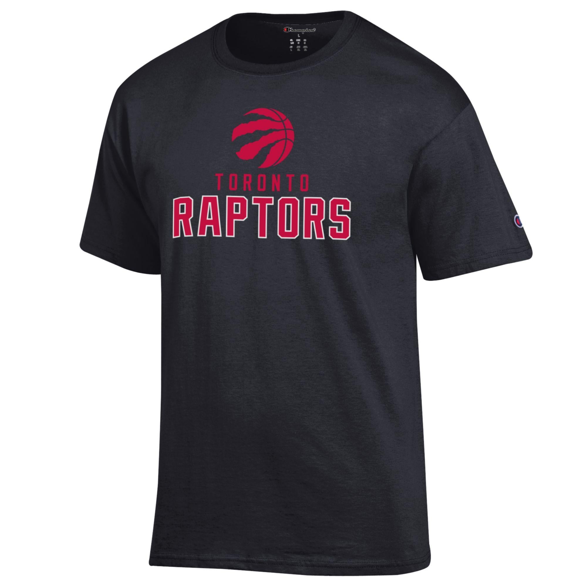 T-shirt en coton noir Champion Toronto Raptors pour homme
