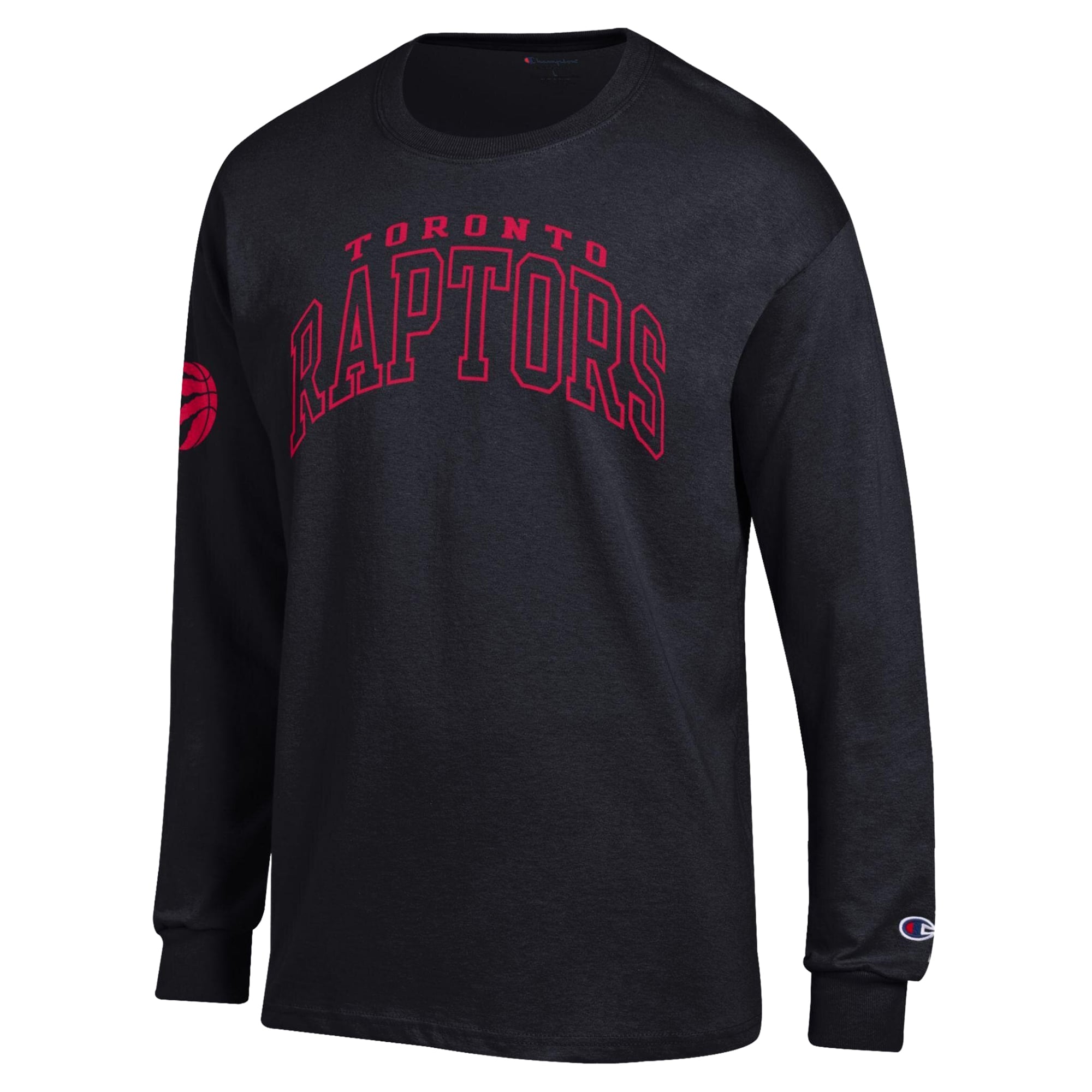 T-shirt à manches longues Champion noir pour homme, Toronto Raptors