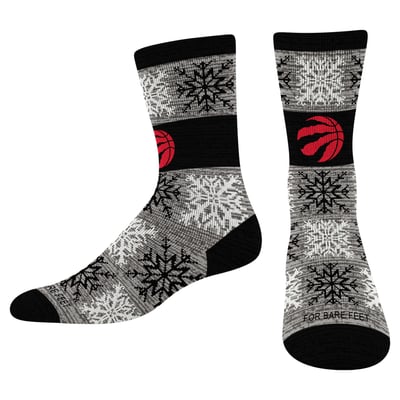  Toronto Raptors For Bare Feet Big Snowflakes Crew Socks - Black