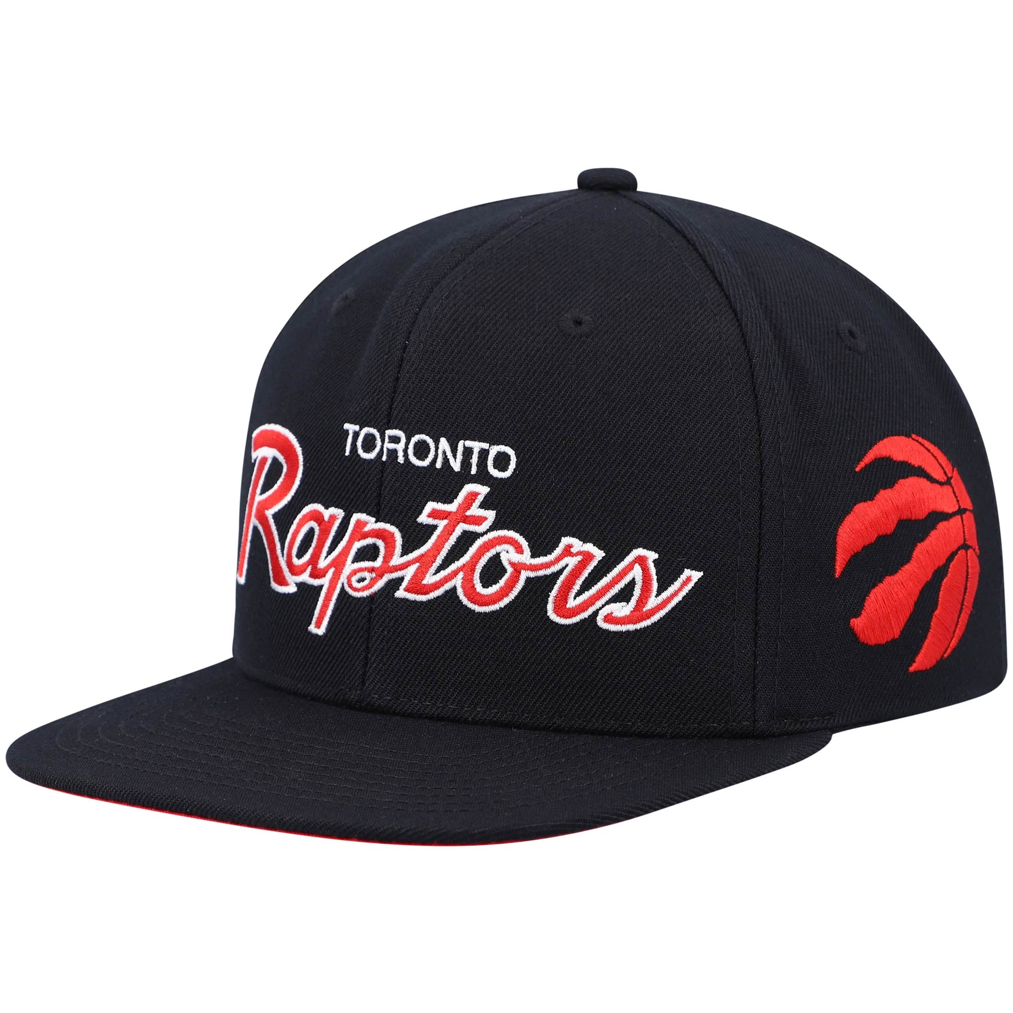 Men's Toronto Raptors Mitchell & Ness Black Hardwood Classics Script 2.0 Snapback Hat