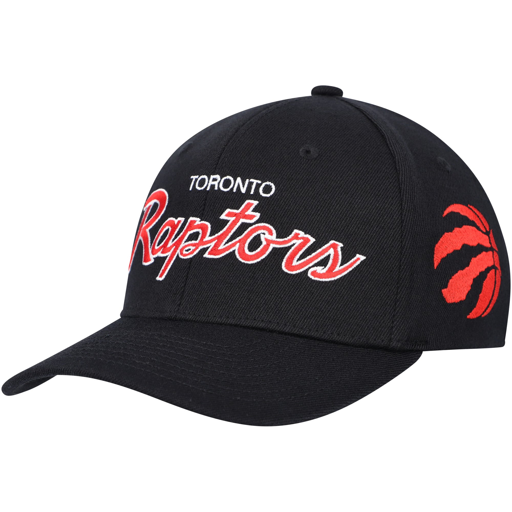 Men's Toronto Raptors Mitchell & Ness Black MVP Team Script 2.0 Stretch Snapback Hat