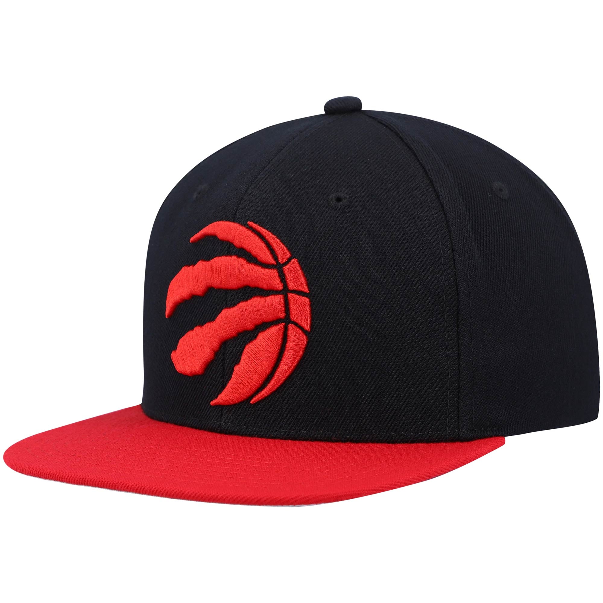Men's Toronto Raptors Mitchell & Ness Black/Red Team Two-Tone 2.0 Snapback Hat