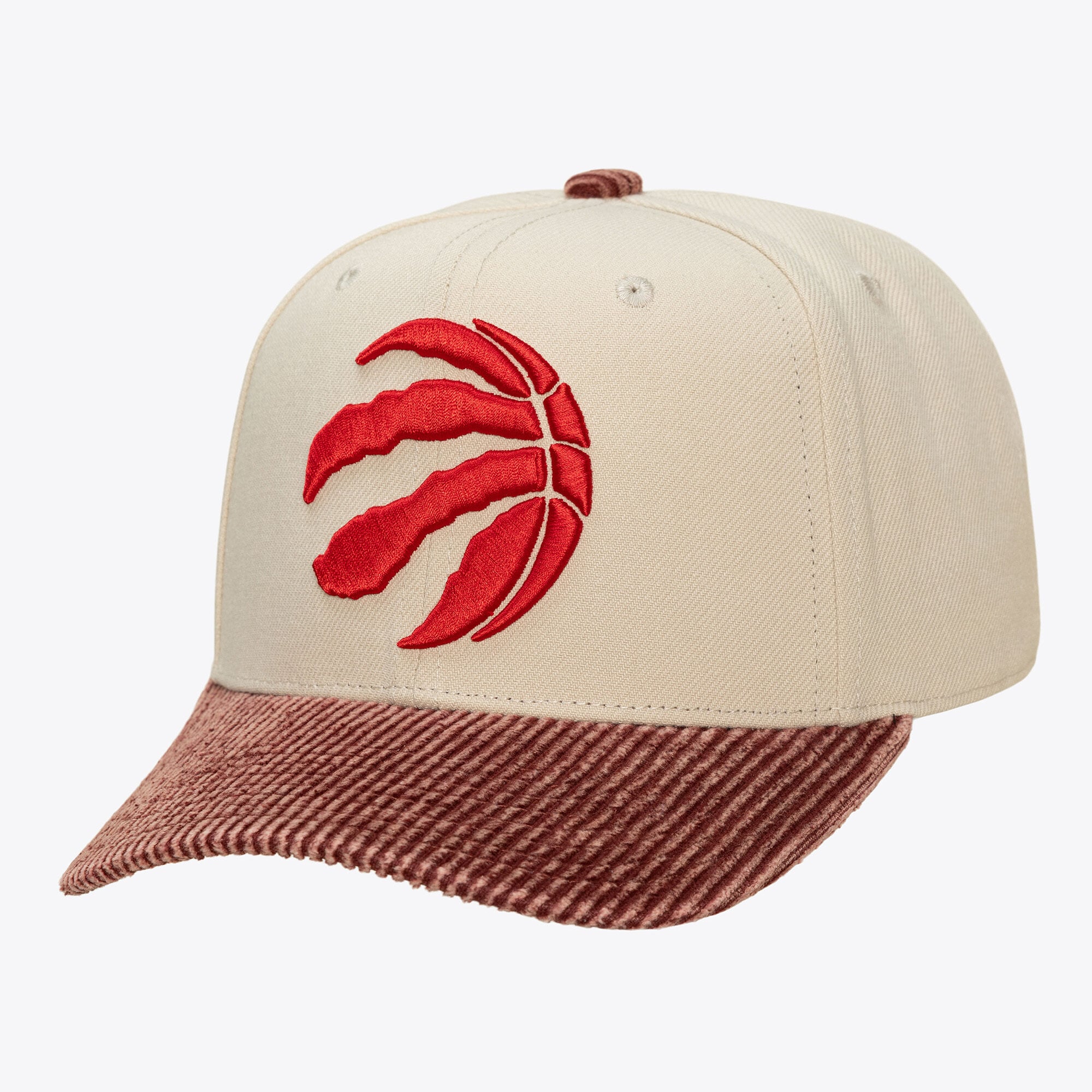 Men's Toronto Raptors Mitchell & Ness Cream/Red Washed Corduroy Pro Crown Snapback Hat