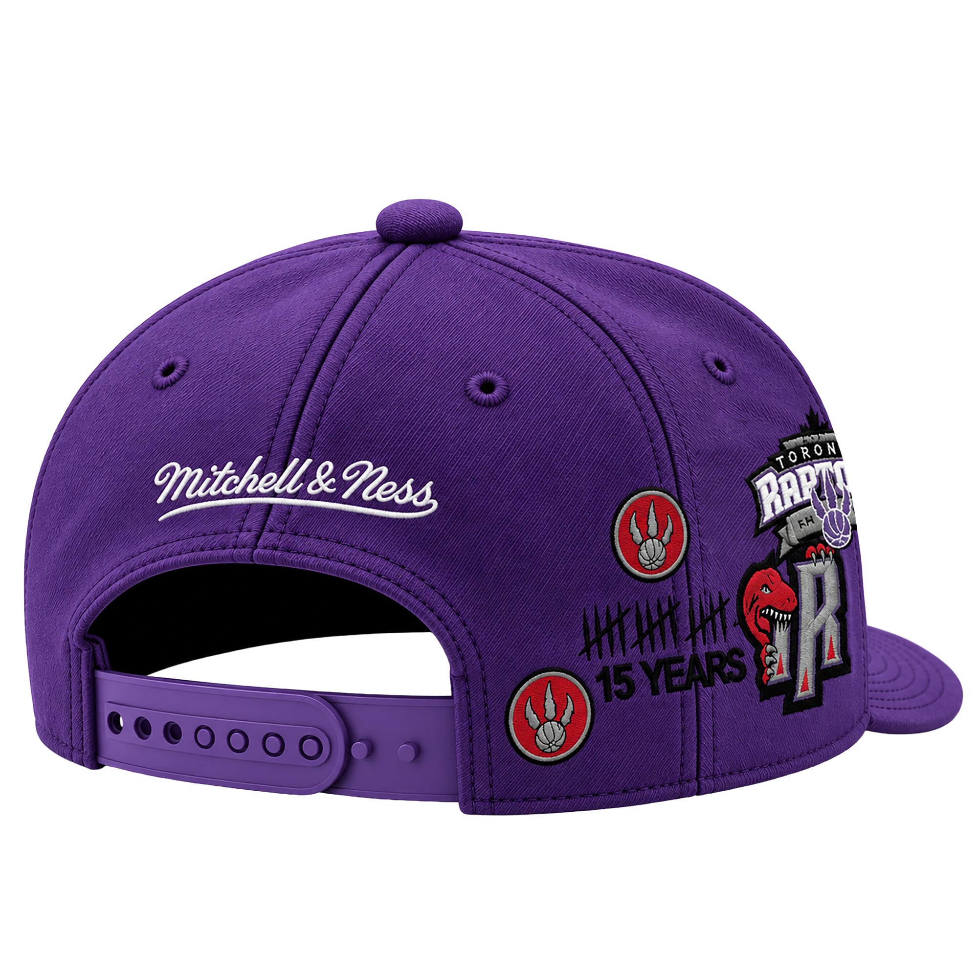 Casquette snapback Mitchell & Ness violette pour homme, modèle historique en satin des Raptors de Toronto.