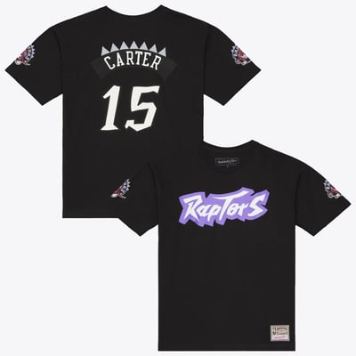 Vince Carter Toronto Raptors Mitchell & Ness Hardwood Classics Name & Number Classic T-Shirt - Black