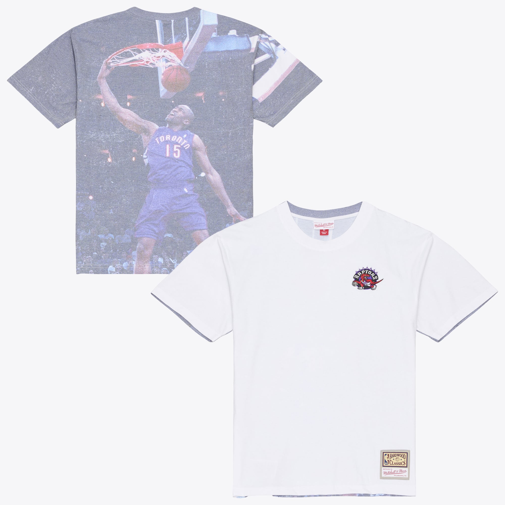 T-shirt Mitchell & Ness Vince Carter blanc Toronto Raptors Hardwood Classics pour homme, imprimé par sublimation